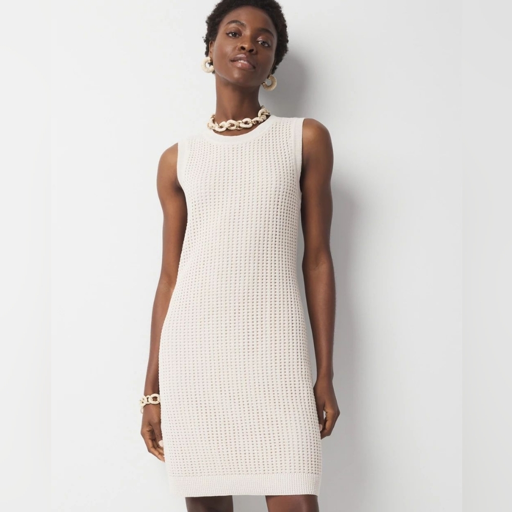 NWOT WHBM Sequin Crochet Mini Dress in Ivory Size Medium